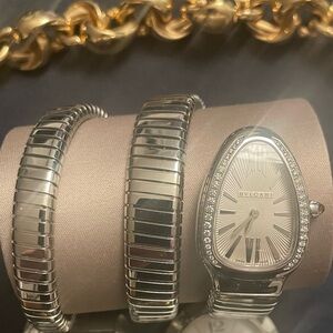 Bulgari Silver Women's Watch with Diamond Accents